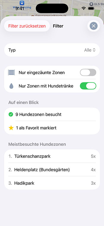 Filter f&uuml;r Einz&auml;unung und Hundetr&auml;nken